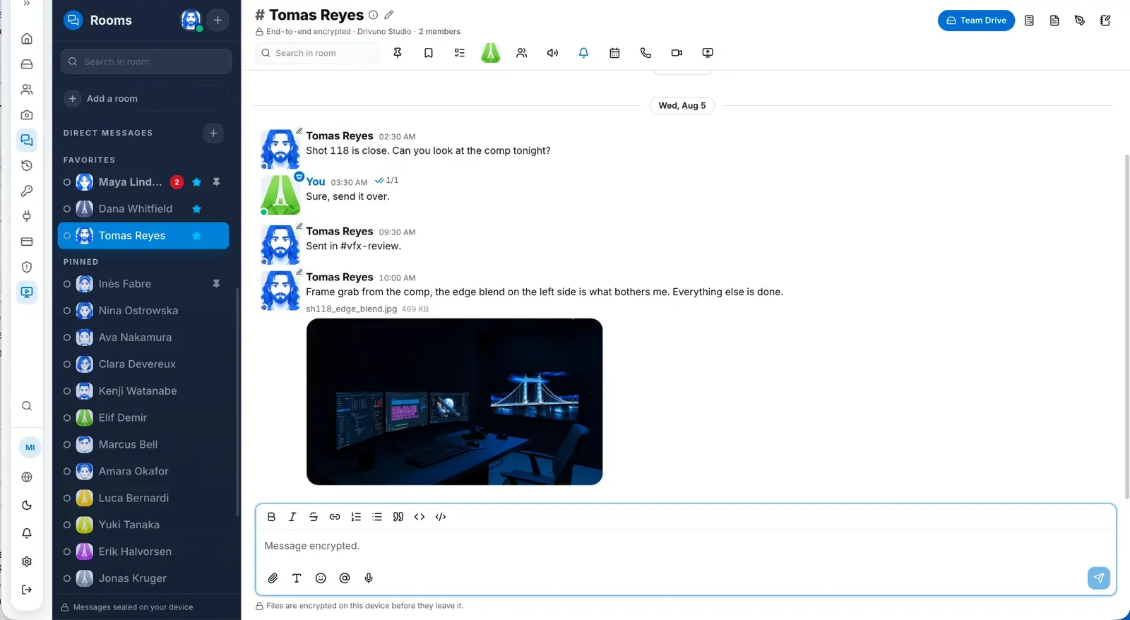 DRIVUNO Rooms on desktop